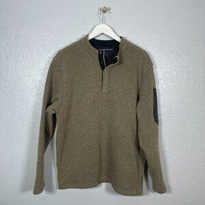 Exofficio Men L Tan Black Fleece 1/4 Snap Pullover Jacket Zip Pocket Gorpcore